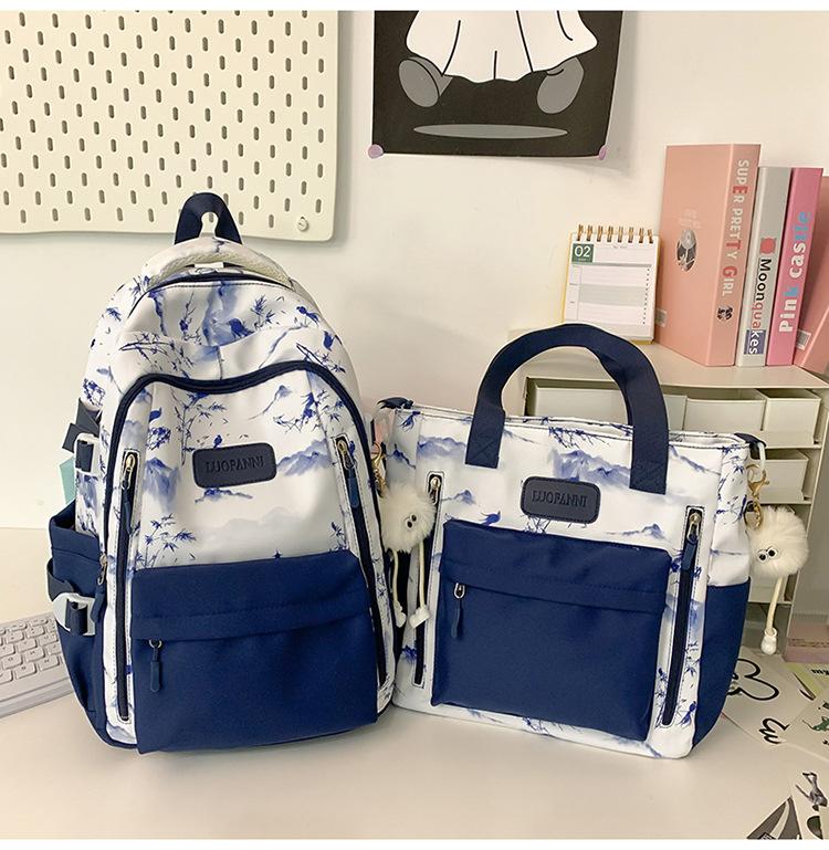 School Bag Junior High School Girls Large Capacity New Lightweight Tie-dye Girls Backpack Campus Commuter High School Student Backpack