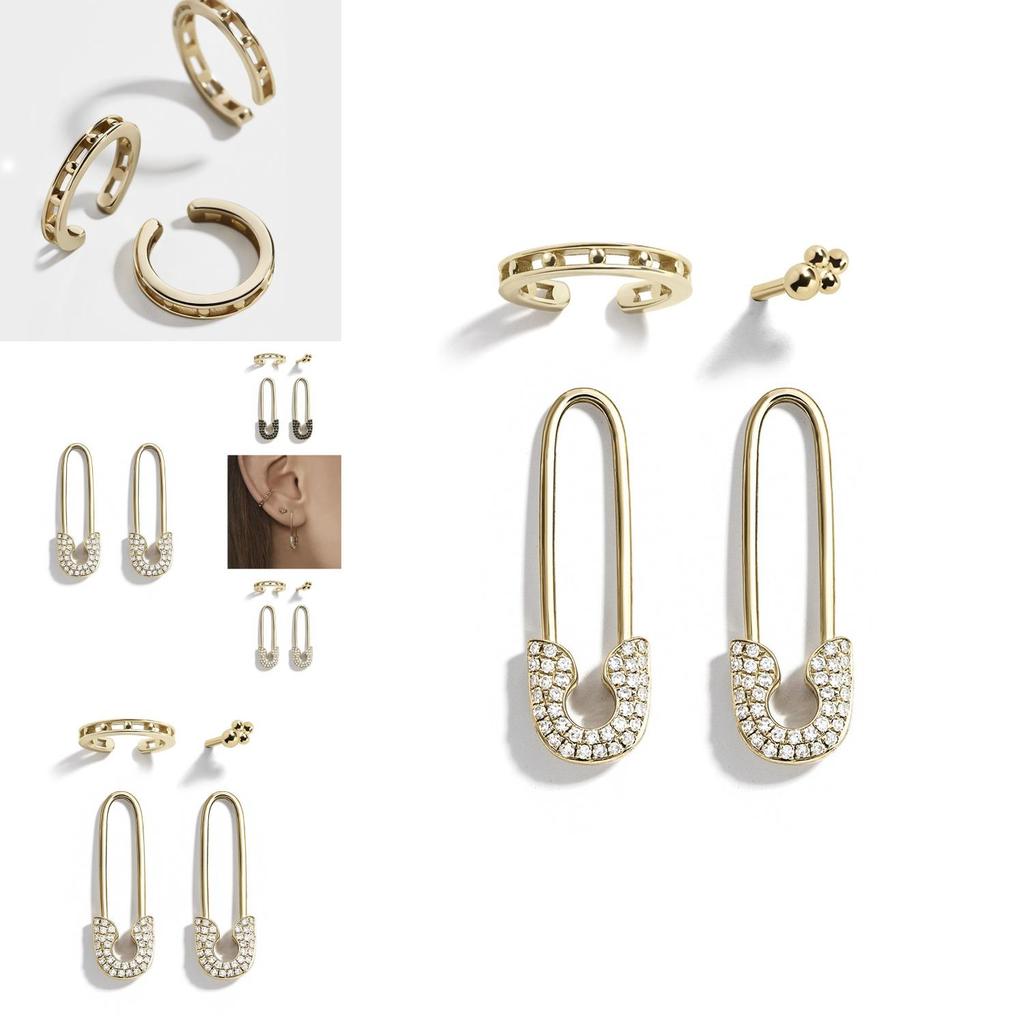 Trendy Rhinestone Stud Alloy Earring Set Elegant Four-piece Collection