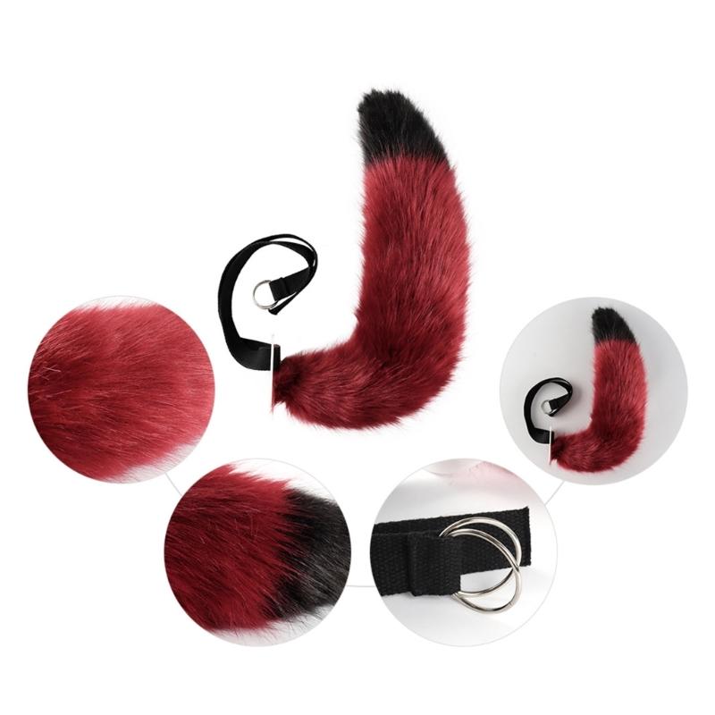 Fox for Cat Ears Headband and Faux Fur Tail for Halloween Cosplay Party Costume Accessories for Cat Ears Tail Set for Ad