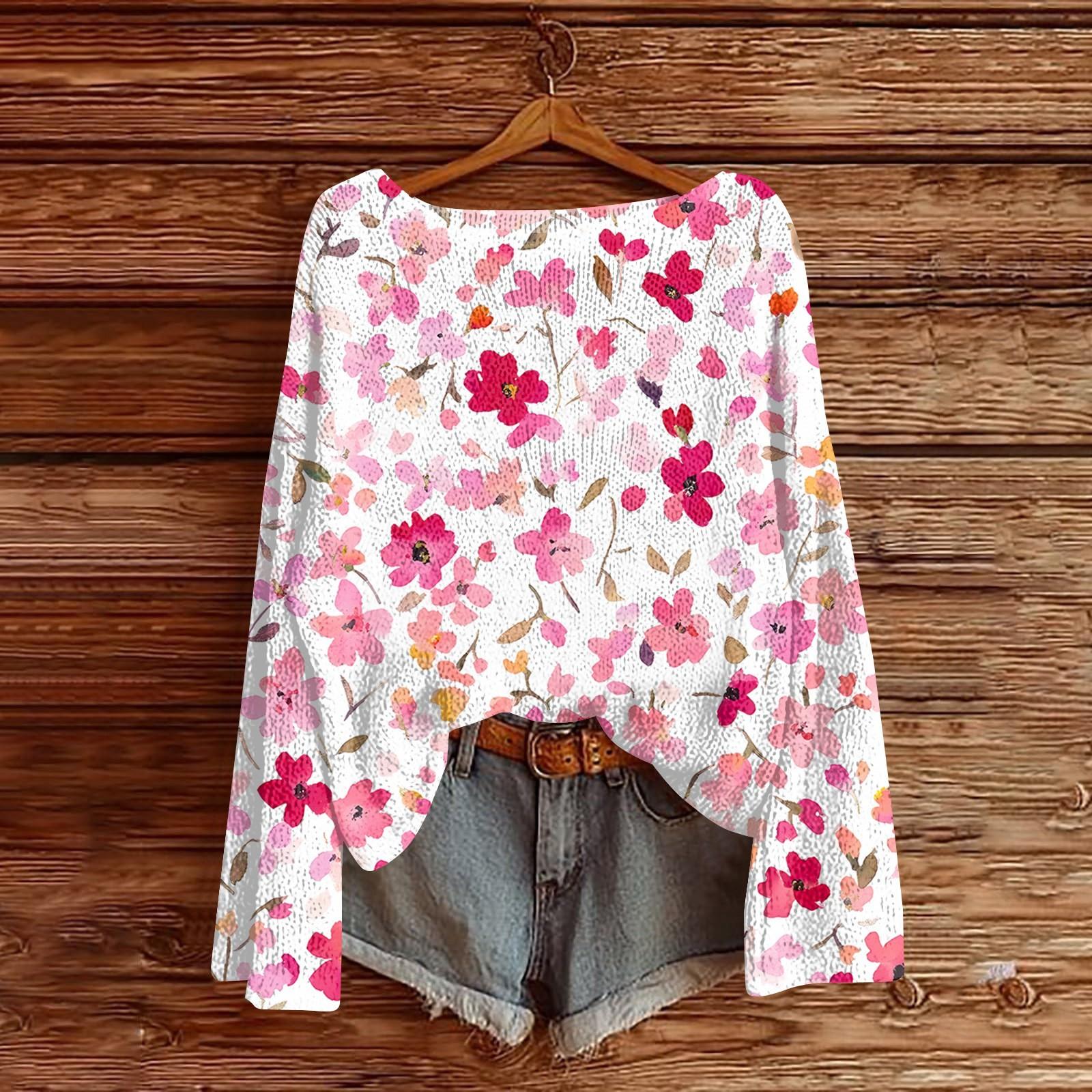 

Women s Round Neck Lightweight Sweater Casual Long Sleeve Knit Pullover XL рожевий