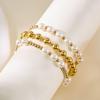 Vintage Handmade Gold Bead And Imitation Pearl Elastic Bracelet Set For Women Boho Party Fashion Jewelry