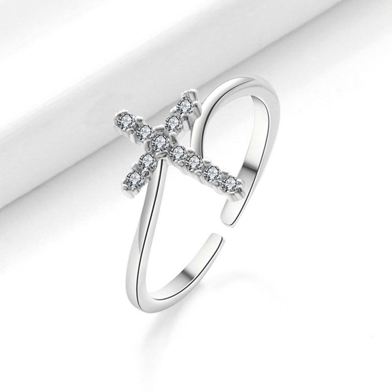 Luxury Trend Super Flash Micro-inlay Zircon Winding Cross Adjustable Opening Rings for Women Stainless Steel Finger Jewelry Gift