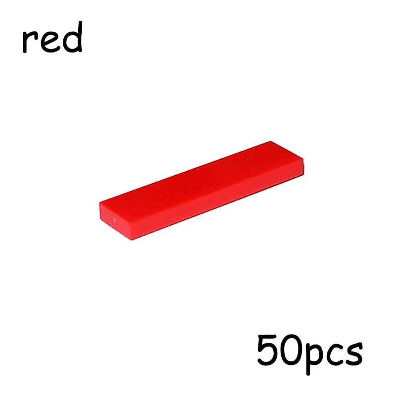 

50PCS MOC Assemble Particles 2431 Size 1x4 Bricks Flat Tile Smooth 1*4 Building Blocks DIY Educational Creative Toy for Kids красный