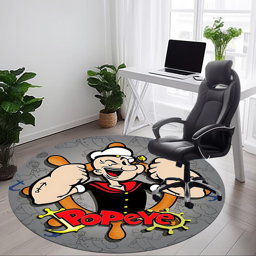 1pc Popeye Sailor Office Round Area Rug, Under Office Chairs Bedroom Living Room Home Decor, Room Decoa1016079