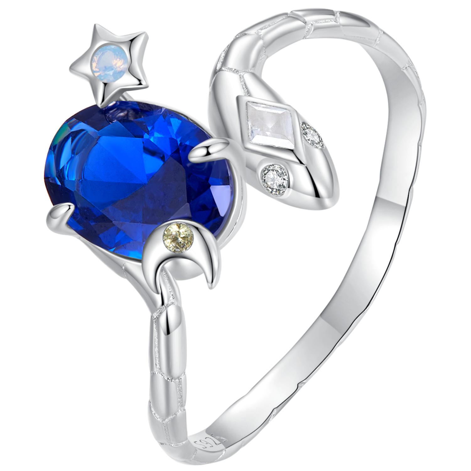 

WOSTU кольцо из стерлингового серебра 925 пробы со звездой и лунной змеей с синим цирконом для женщин, роскошный подарок на вечеринку, оригинальные ювелирные украшения 8
