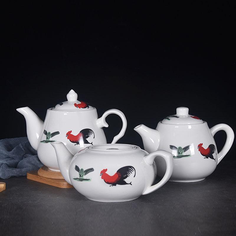 Large Ceramic White Teapot - Creative Persimmon Design for Home & Restaurant