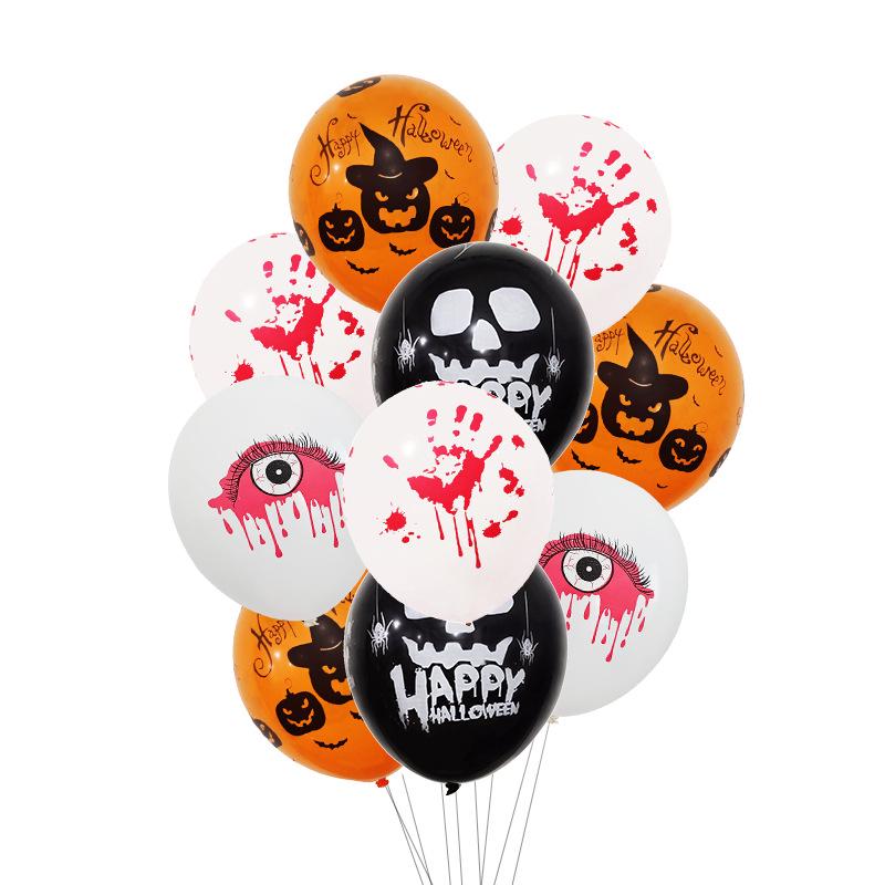 Halloween Ghost & Skeleton Balloon Set - 12-Inch Latex with Pumpkin & Bat Prints