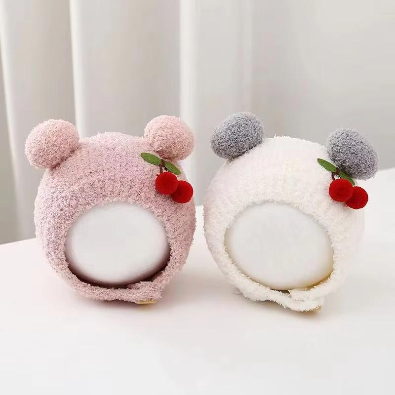 Cute Cherry Flower Baby Hat Winter Thick Velvet Baby Boys Girls Cap Beanies Ear Protection Infant Toddler Pullover Hats