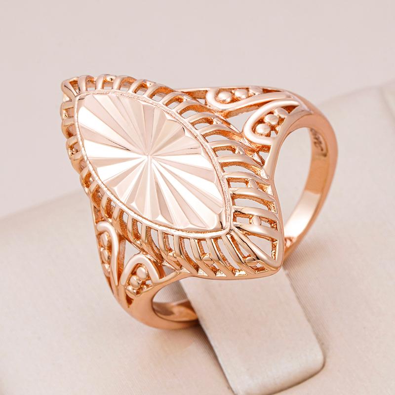 New Fashion Glossy Rings For Women Unusual Creative Hollow Rhombus  Rose Gold Ethnic Bride Vintage Jewelry Quality Ring