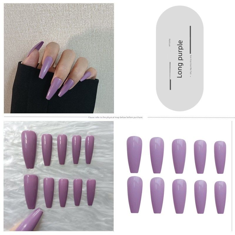 

Молочно-белый градиентный бронекостюм Длинный Т Трапециевидный Модный Чистый Желание Сексуальные Наклейки для Ногтей Минималистичный Готовый Продукт Накладной Кончик Ногтя 138-Long Tt Purple