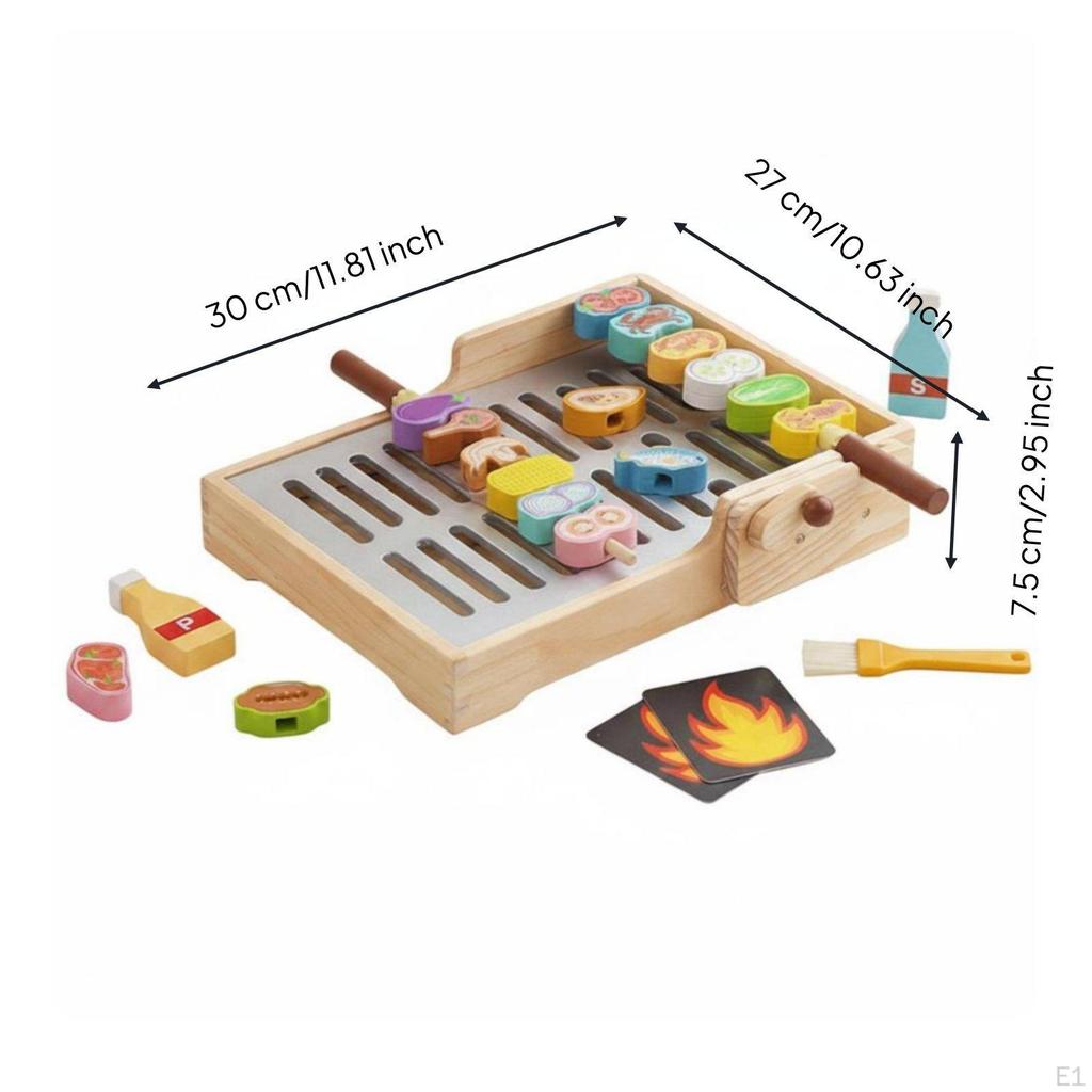 Kids Barbecue Play Set Manual Crank Grill Realistic Design Playset for Children