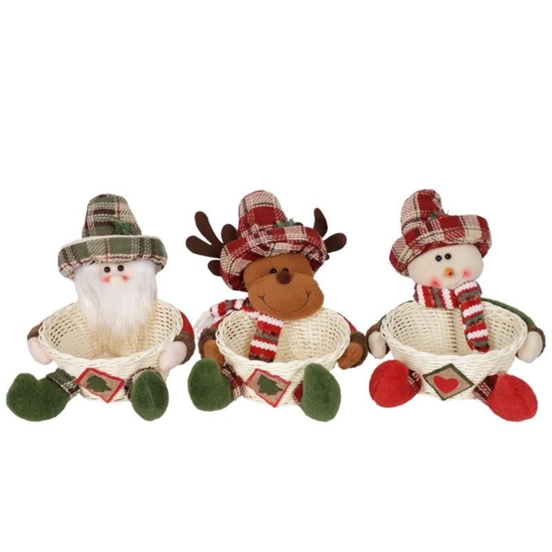 Efficient Cloth Candy Storage Basket With Santa Design Holiday Decors For Christmas Tree Accessories Organization