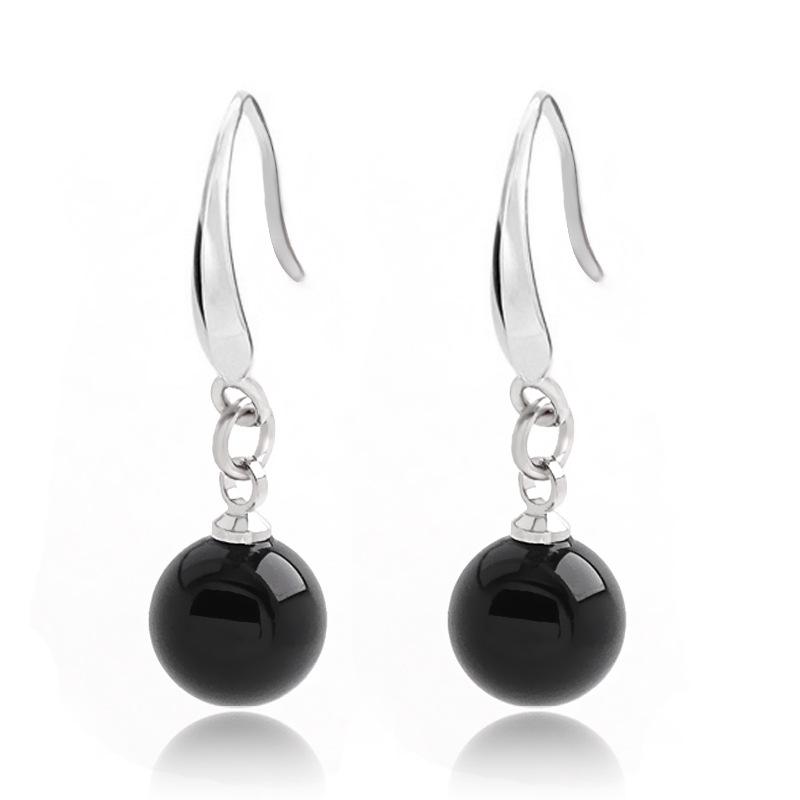 Fashionable Red Agate and Black Stone Earrings