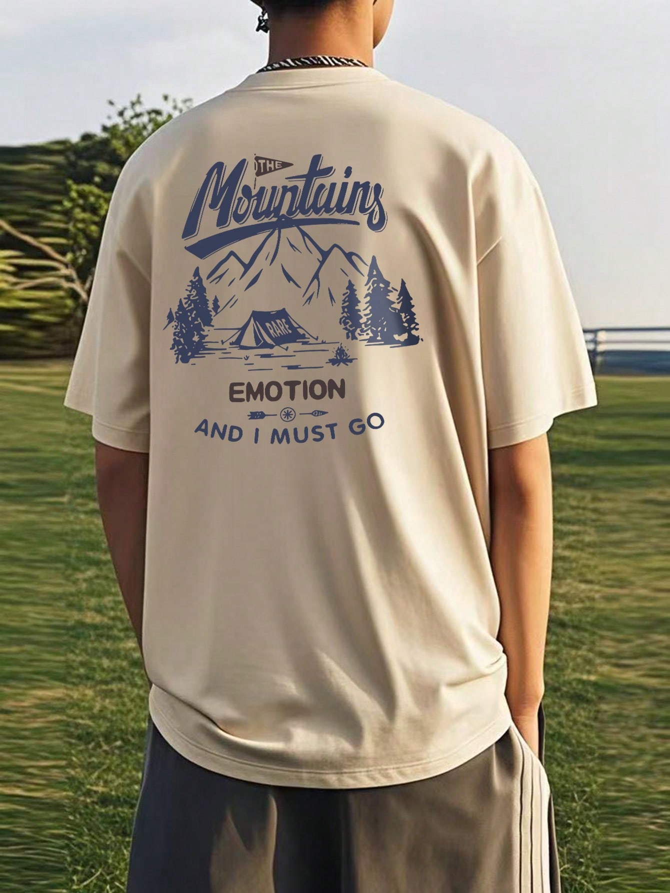 

Men s Summer Slogan & Mountains Print Round Neck Short Sleeve Casual T-Shirt 4XL