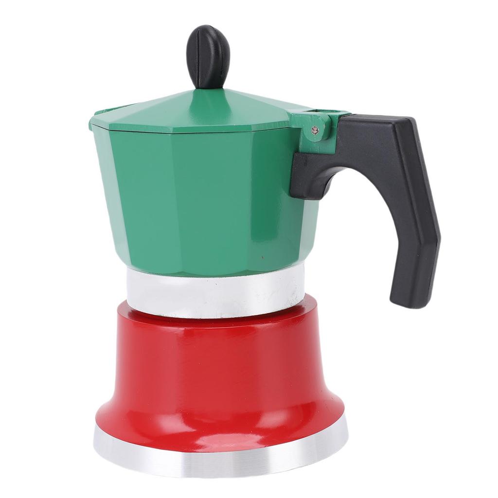Coffee Pot Italian Coffee Maker for Gas Electric Stove Top 3 Cup Camping Manual Cuban Coffee Percolator Green and Red