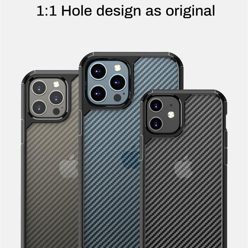 Luxury Military Armor Carbon Fiber Pattern Transparent Case for iPhone 15 14 13 12 11 Pro Max Plus X XS XR 7 8 SE Hard Cover