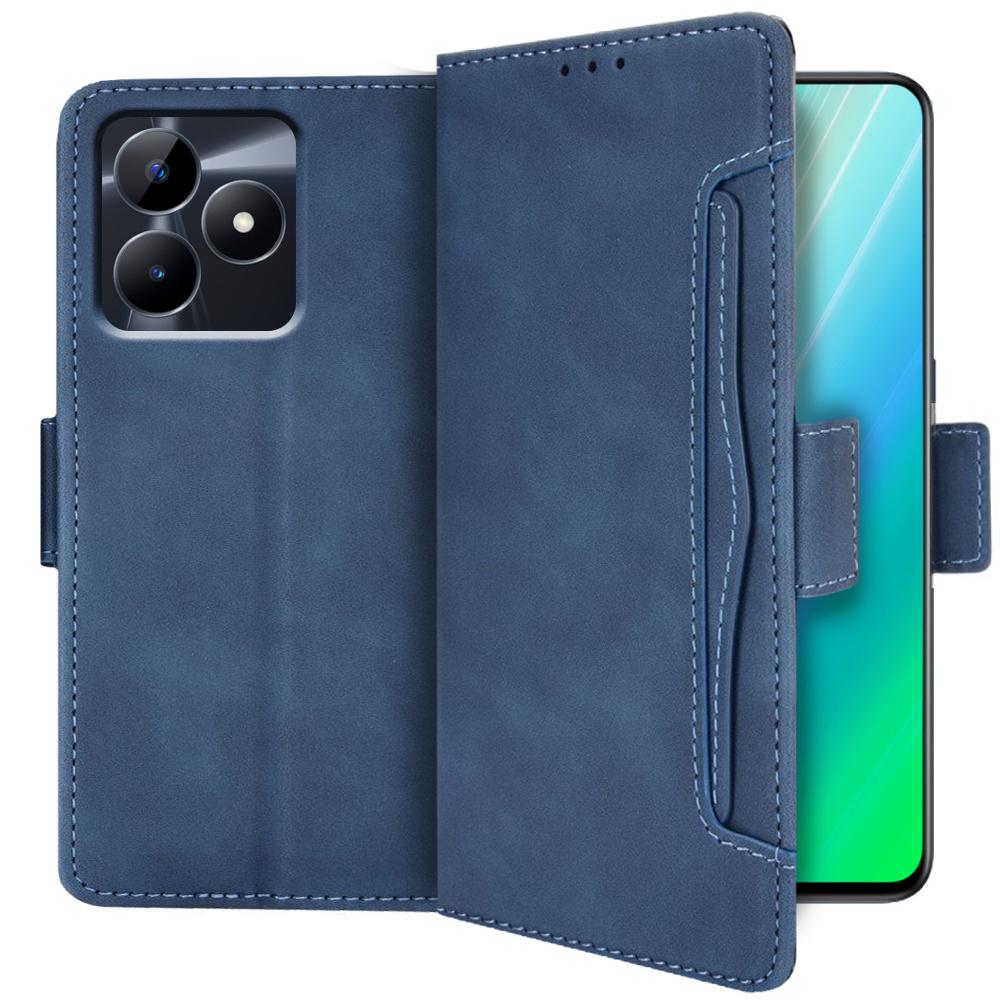 Realme C51 Flip Case, Card Slot, Blue