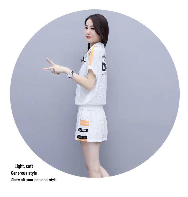 Women's Trendy Plus Size Casual Sportswear Set - Summer 2024: Slimming Short Sleeve Top & Shorts Two-Piece.