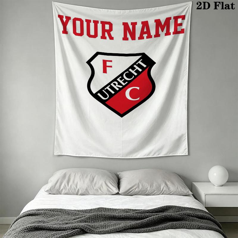 Custom Name FC Utrecht Wall Tapestry Aesthetic Wall Hanging Printed Fabric Blanket Decorative Tapestries for Bedroom Living Room Home Decor