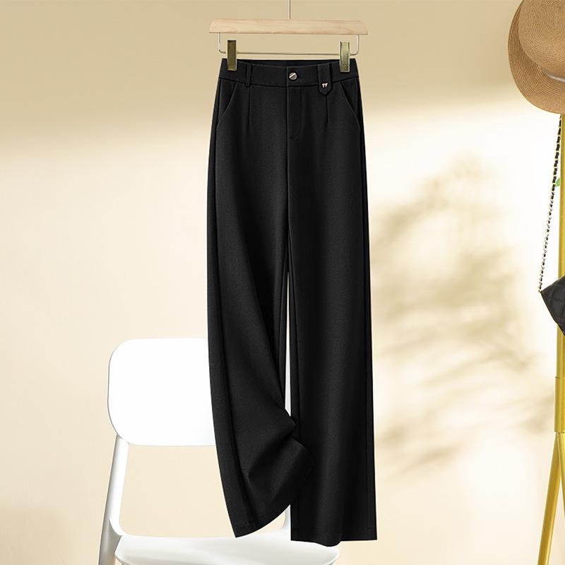 Fleece-Lined High-Waisted Slimming Pants - Women's Autumn/Winter Coffee Color