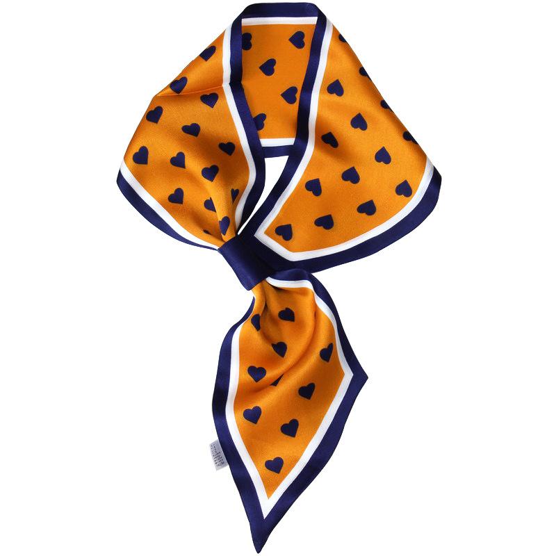 Lazy Gospel knot-free silk scarf with shirt spring and autumn new Korean version cross small scarf women's double-sided