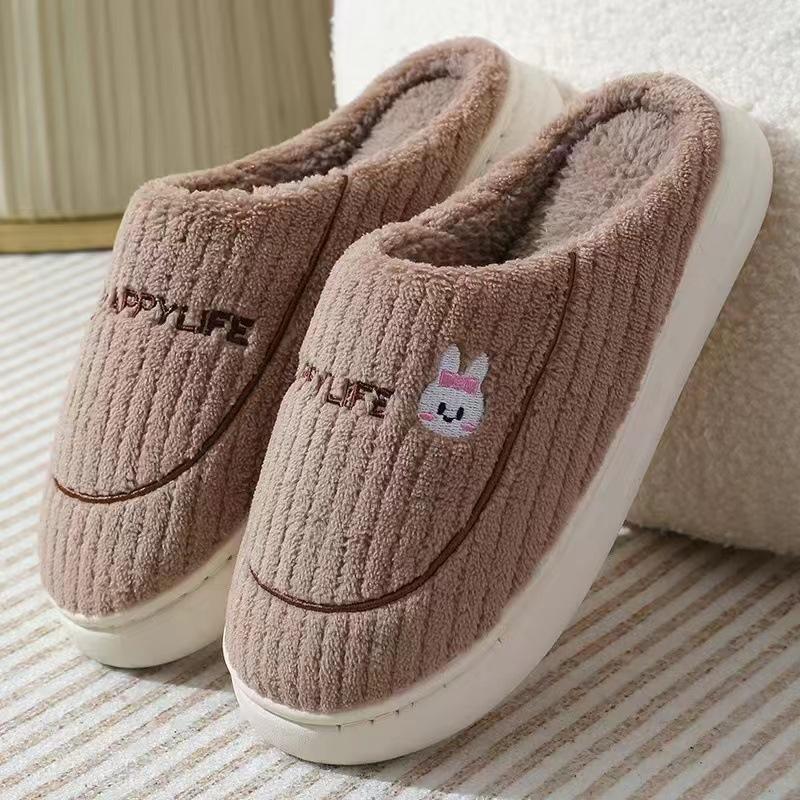 New cotton slippers men's winter indoor thermal slippers women's home plush cotton slippers