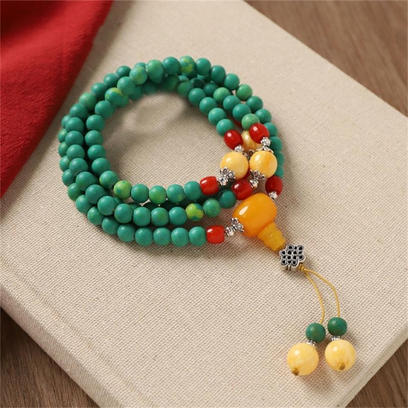 Handmade Turquoise Gemstones Prayer Beads Necklace With 8mm Round Beads Unisex Stone Wristband Cultural Spiritual Gift