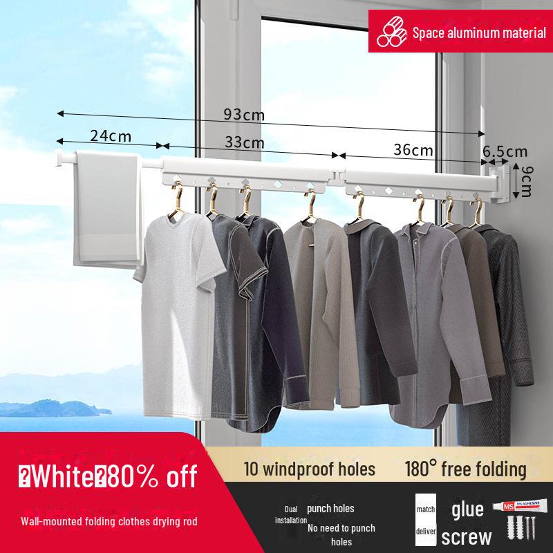 Suport de uscare pentru rufe telescopic, montat pe perete, pentru pervazuri și pervazuri, pentru interior/exterior