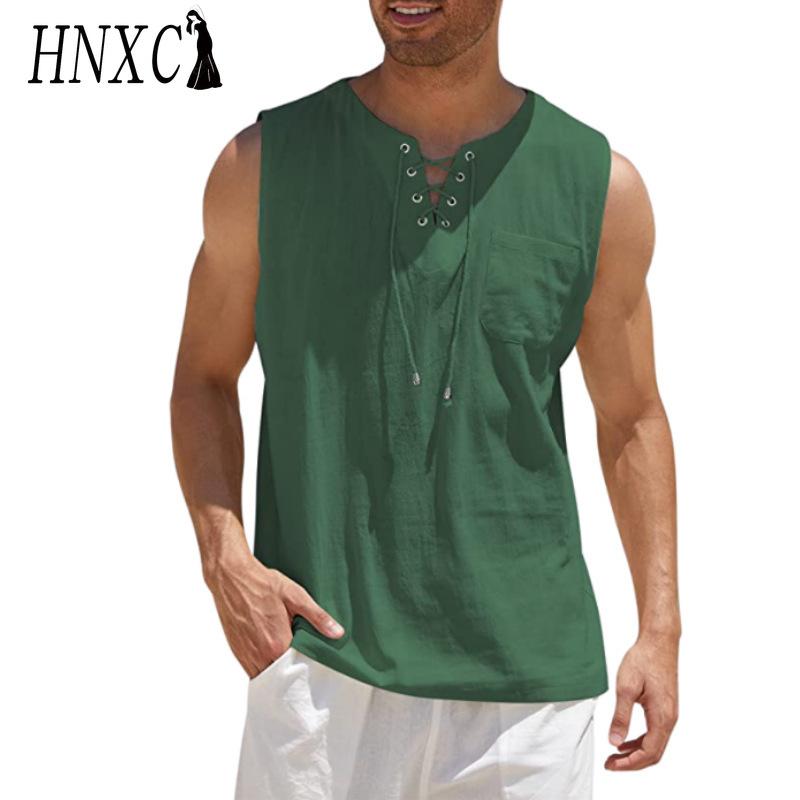 HNXC Baumwolle Ärmelloses T-Shirt Herrenmode Lockeres Hemd Bedrucktes Mitfühlendes Hemd