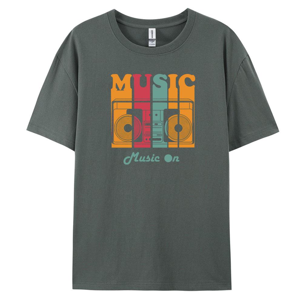 Music Mens Casual Shortsleeved Tshirt with 100 Cotton Fashion print Tees oversize