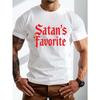 European Sizes Satan's Favorite Bold Red Graphic Men's T-Shirt- Lightweight, Short Sleeve, Crew Neck, Loose Fit, Summer Casual Wear