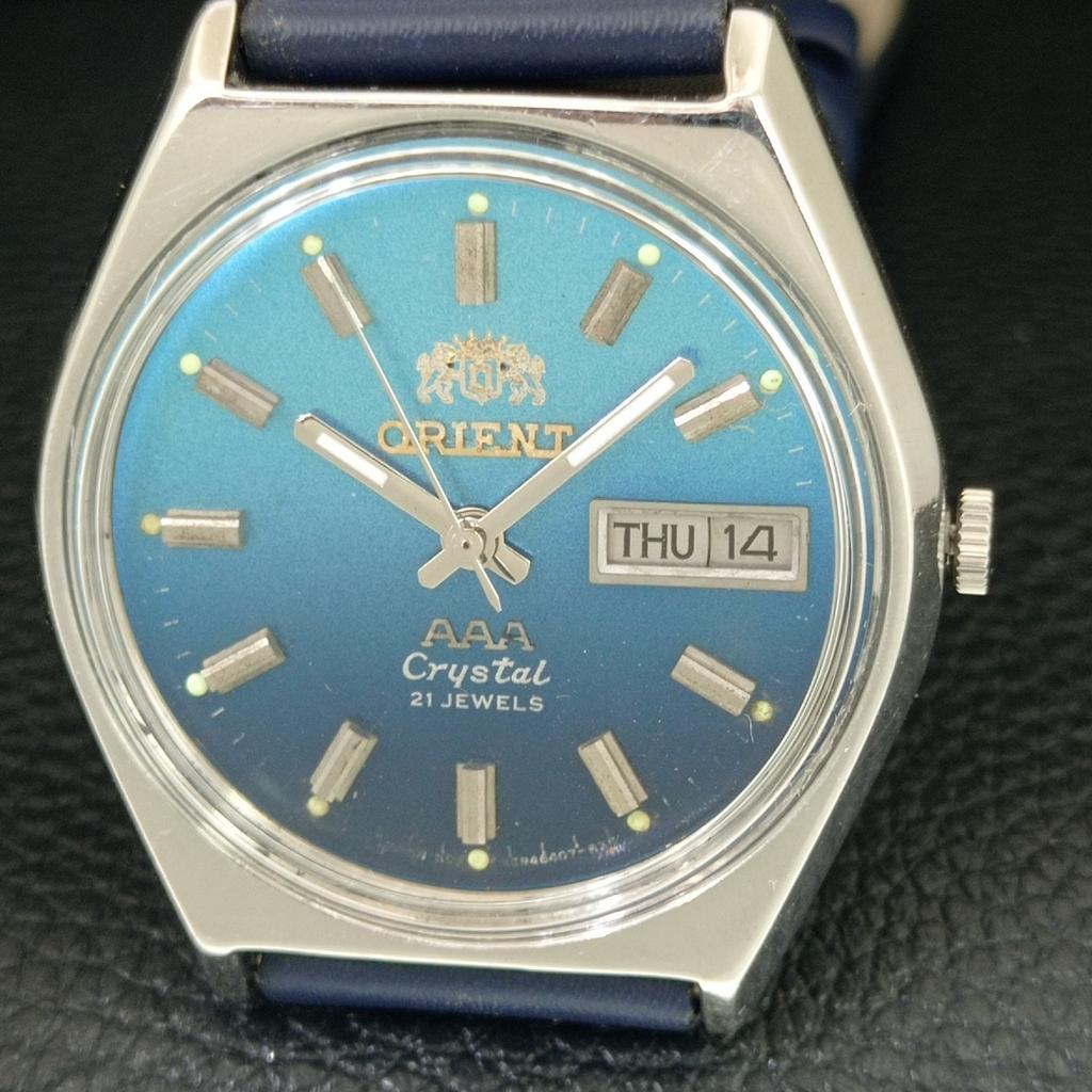 AUTOMATIC VINTAGE ORIENT AAA CRYSTAL JAPAN MENS ORIGINAL DIAL WATCH A707776-1