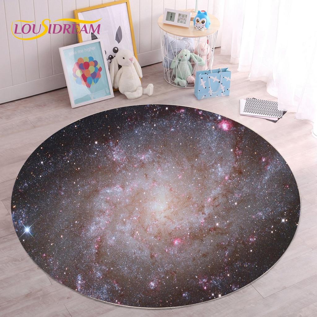 HD Galaxy Universe Space Stars Runder Teppich, Teppich für Wohnzimmer, Kinderzimmer, Sofa, Spielzimmer, Dekoration, rutschfeste Bodenmatte