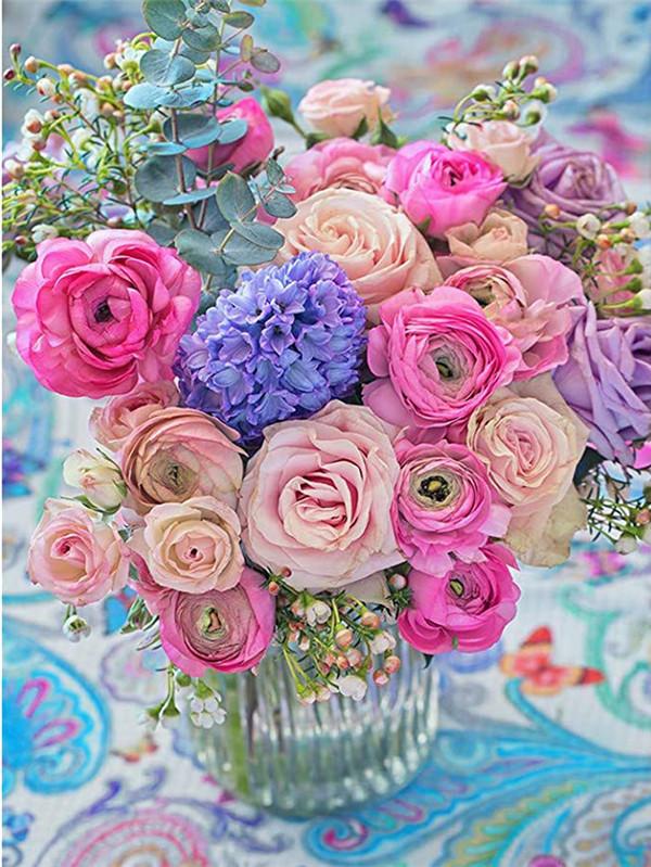 5D DIY Diamond Painting Flower Kit Diamond Art Mosaic Diamond Embroidery Full Round Drill Home Decor