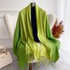 Fashion Solid Cashmere Warm Scarf for Women New Design Pashmina Winter Double Color Shawl Wraps Bufanda Tassel Blanket Poncho
