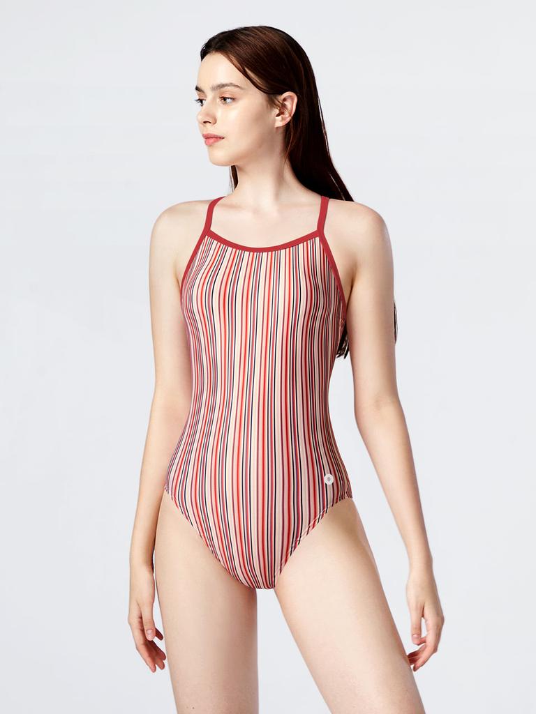 Aedibeul Striped Women'S Indoor Swimwear Cocktail Red
