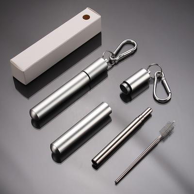 1/3Pcs Reusable Telescopic Straw 304 Stainless Steel Metal Straw With Cleaning Brush Portable Drinking Straw Set For Travel