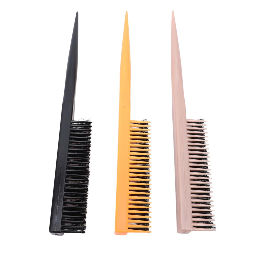 3 Pcs Rat Tail Teasing Hair Brush Add Volume Nylon Bristles 3 Row Hair Styling Teasing Brush