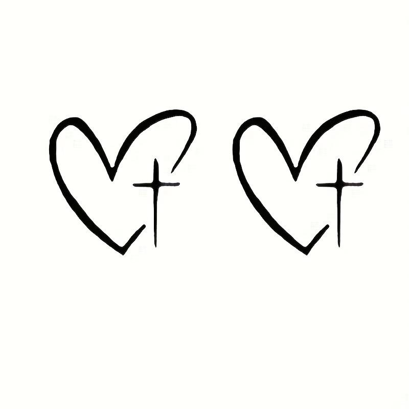 2 Stück/Set Herzform Kreuz Spiegel Aufkleber, Personalisierte Kreative Dekoration