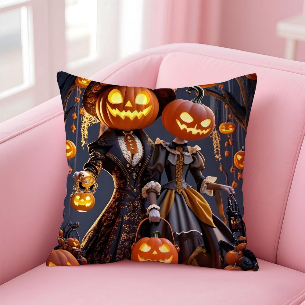 Halloween Cushion Cover Pillowcase Short Plush Invisible Zipper Room Sofa Cushion Cover