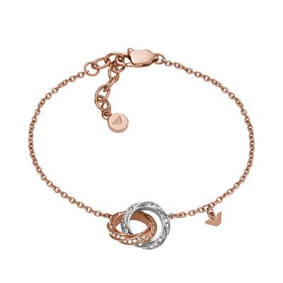 Fashion Minimalist Trendy Rose Gold Double Ring Diamond Design Bracelet Women Bracelet EGS3005221