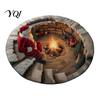 Holiday Party Home Decoration Round Christmas 3D Rug, Optical Illusion Area Santa Claus Gnome Quilted-Like Anti Slip Living Room Rug Anti-slip