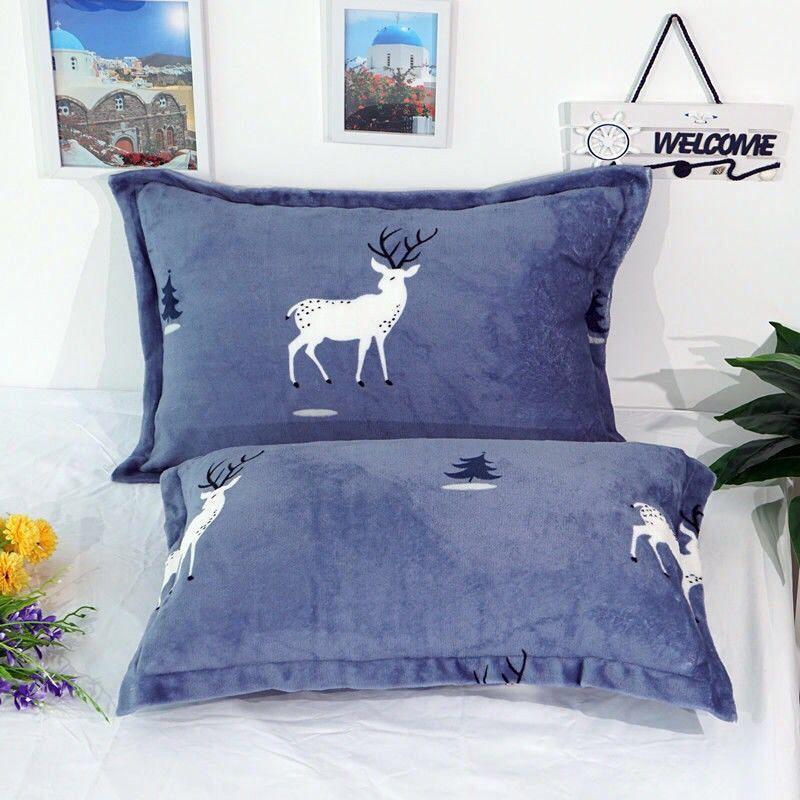 2 Stück/Set Winter Kissenbezüge Mod Kissenbezüge Flanell Bettwäsche Set Weich Warm für Zuhause Kissen Handtuchbezug Bettwäsche