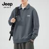 JEEP SPIRIT Men's Waffle Knit Long-Sleeve Polo Sweatshirt