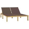VidaXL Double Sun Lounger and Cushions Taupe Impregnated Pine