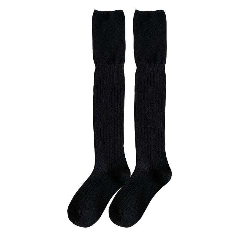 Knee Socks Women Wear Black Vertical Strip Thin Stockings In Autumn And Winter Ins Japanese College Style Solid Color Versatile Jk Socks