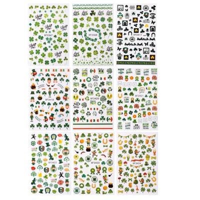 Green Clovers Nails Art Stickers Shamrock Nail Decals Saint Patrick’s Day Nail Sticker Nails Art Decoration for Women