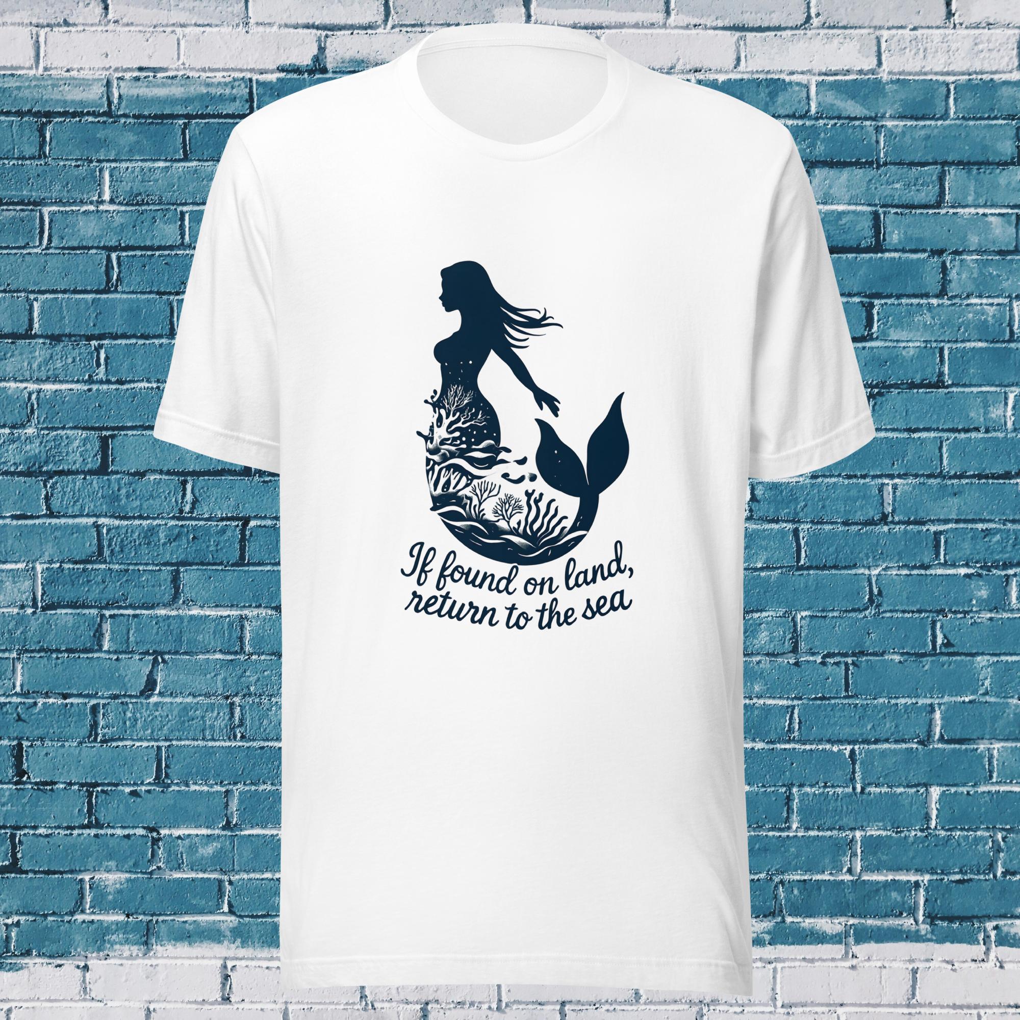 Mermaid If Found on Land Return to the Sea Women T Shirts Cotton Tops S белый
