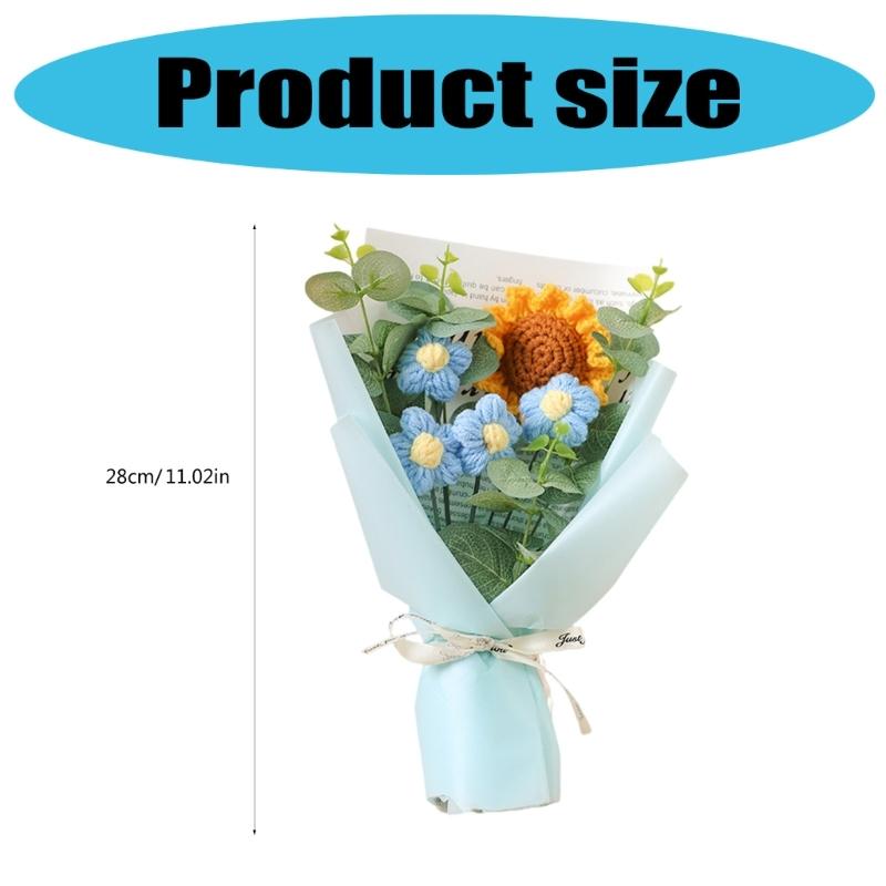 Yarn Sunflower Craft Hand Knitted Artificial Flower Decorative Gift Handmade Flowers For Teachers'Day Birthday Gift