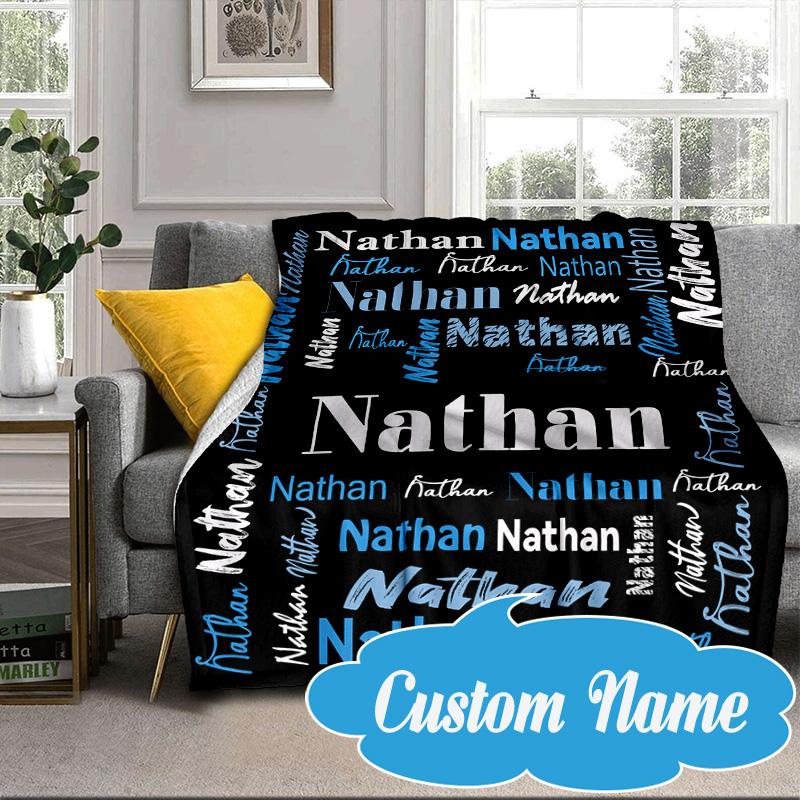 Custom Name Your Name Art Design Blanket bed sofa Blanket Flannel Blanket for Camping, Hiking, Picnic Essentials,gift for Fan family